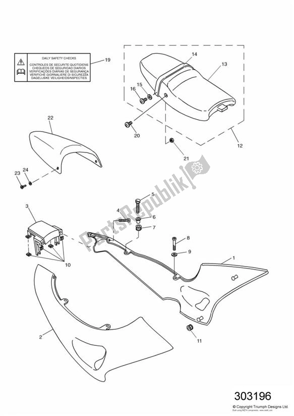 Tutte le parti per il Fairing Rear Seats del Triumph Sprint RS 955 UP TO VIN 139276 1999 - 2002