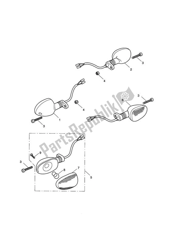 All parts for the Indicator of the Triumph Speed Triple 1050 UP TO VIN 333178 2005 - 2010