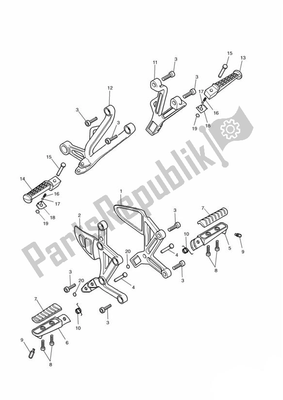 All parts for the Footrests of the Triumph TT 600 599 2000 - 2003