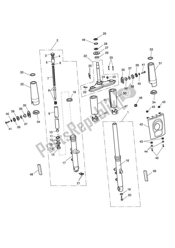 Todas as partes de Suspensão Dianteira do Triumph Rocket III Touring 2294 2008 - 2017