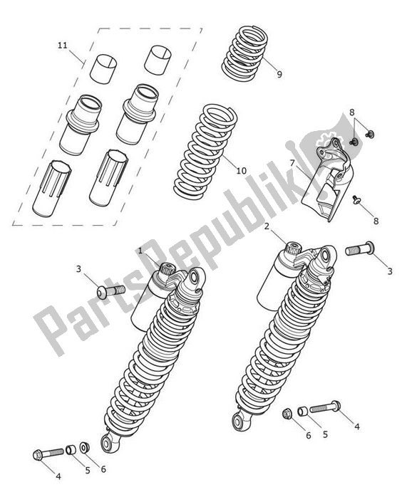 Alle onderdelen voor de Rear Suspension Units van de Triumph Scrambler 1200 XE UP TO AC 8498 2019 - 2021