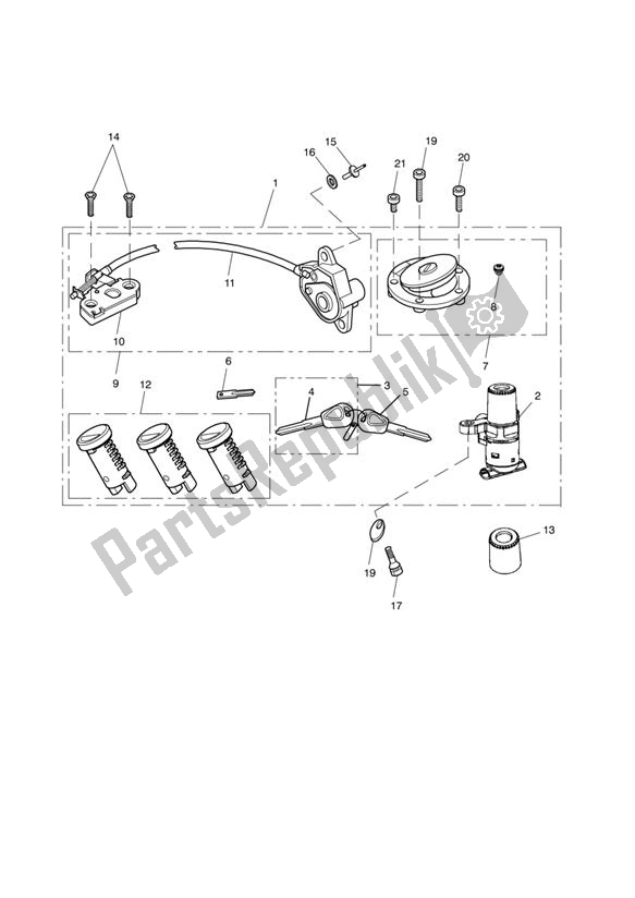 All parts for the Lockset Ignition Nonabs From Vin468640, Abs From Vin440483 of the Triumph Tiger 1050 & SE 2007 - 2013