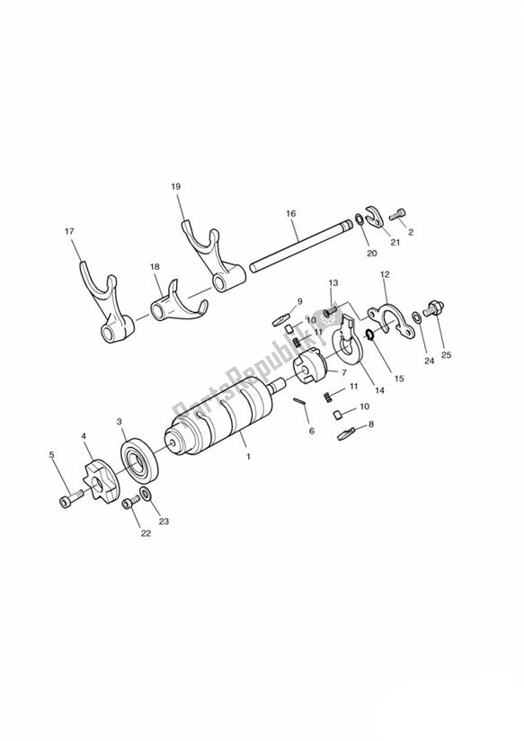 All parts for the Gear Selector Drum - T400 of the Triumph Tiger T 400 Carbs 885 1993 - 1998