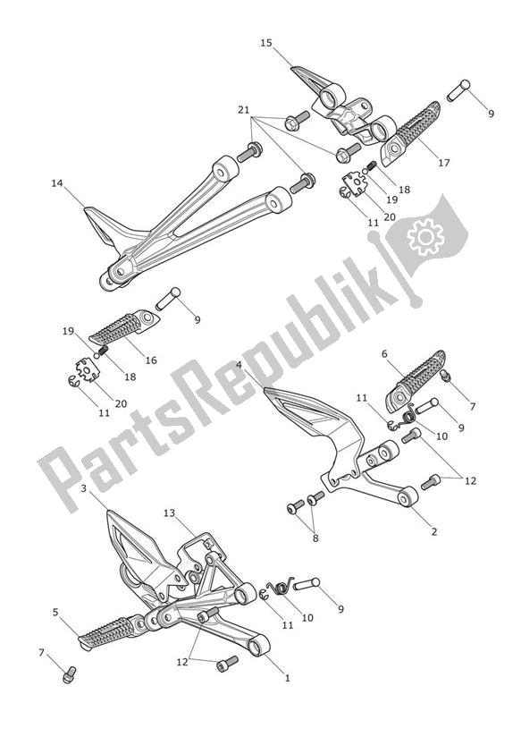 Todas las partes para Reposapiés de Triumph Daytona R From VIN 564948 675 2017 - 2018