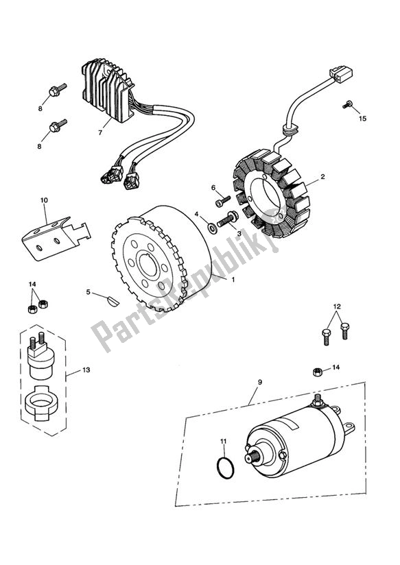 Todas as partes de Starter Generator do Triumph Sprint RS 955 From VIN 139277 2002 - 2004