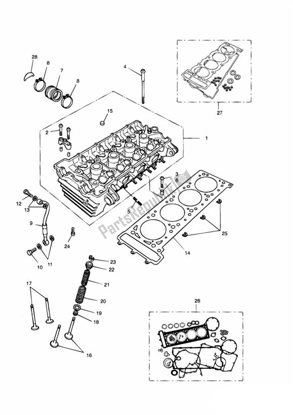 All parts for the Cylinder Head 4 Zyl Grau of the Triumph Trophy From VIN 29156 1215 2018 - 2021
