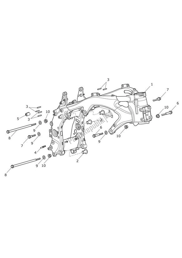 All parts for the Main Frame Assembly of the Triumph Trophy 1215 2013 - 2017