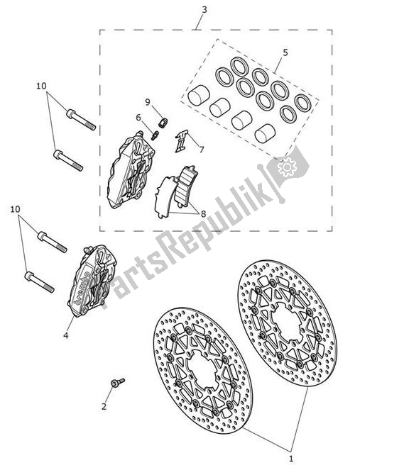All parts for the Front Wheel Breakdisc of the Triumph Tiger 1200 XR 1215 2018 - 2020