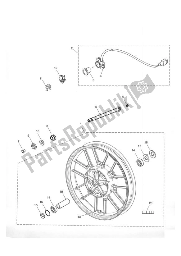 Todas as partes de Roda Da Frente do Triumph Tiger 955I Cast Wheels 2001 - 2006