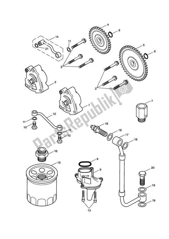 Alle onderdelen voor de Oilpump Lubrication van de Triumph Scrambler Carburator UP TO 2007 865 2006 - 2008