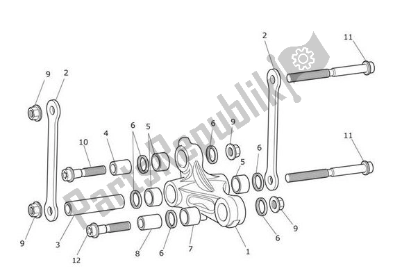 Alle onderdelen voor de Achterwielophanging van de Triumph Tiger XCX From VIN 855532 1215 2018 - 2020