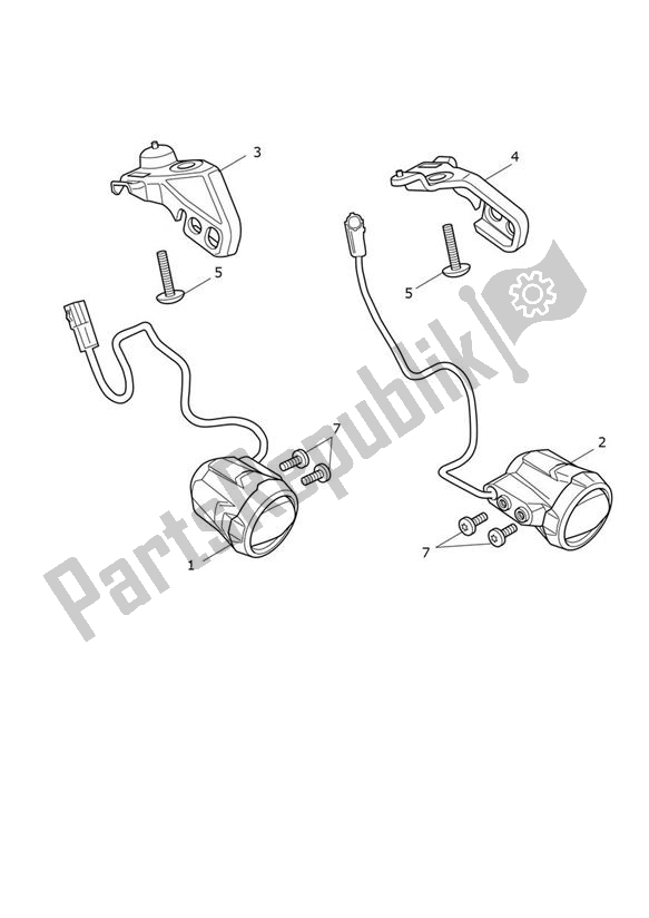 Todas as partes de Fog Lights Only Cn do Triumph Tiger 1200 GT 1215 2022 - 2024