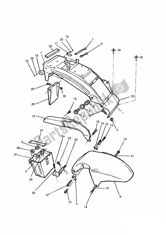 Tutte le parti per il Parafango Posteriore del Triumph Daytona 750 & 1000 748 1990 - 1993