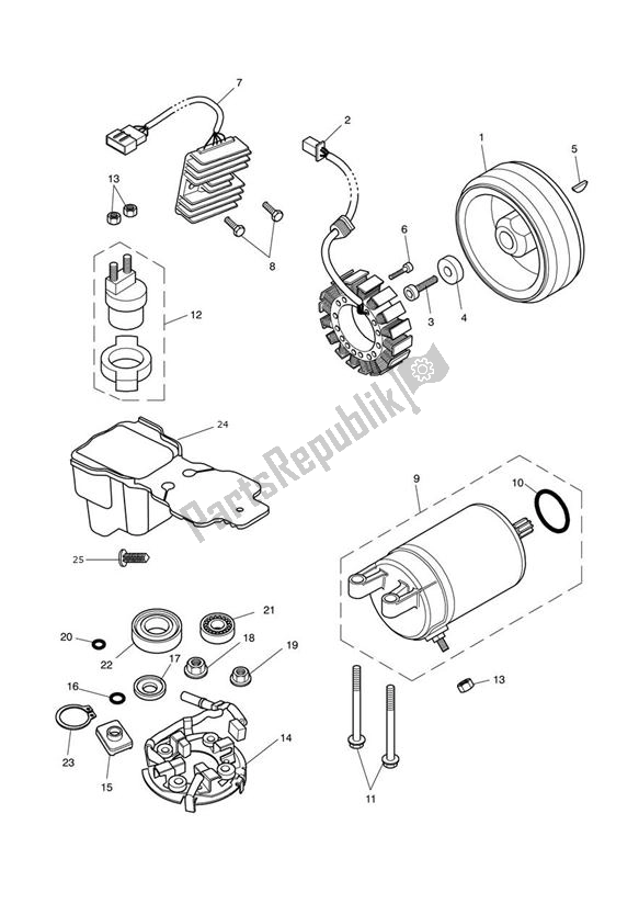 Todas as partes de Starter Generator do Triumph America EFI From VIN 468390 865 2008 - 2017