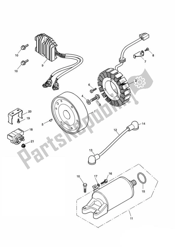 All parts for the Starter Generator From Vin 171121 of the Triumph Speed Four 599 2002 - 2006