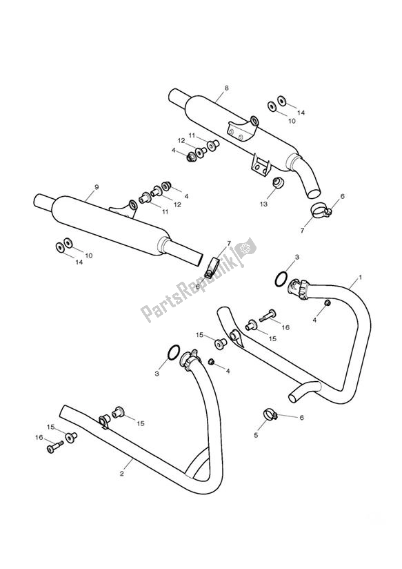 All parts for the Exhaust of the Triumph Bonneville EFI UP TO VIN 380776 865 2008 - 2011