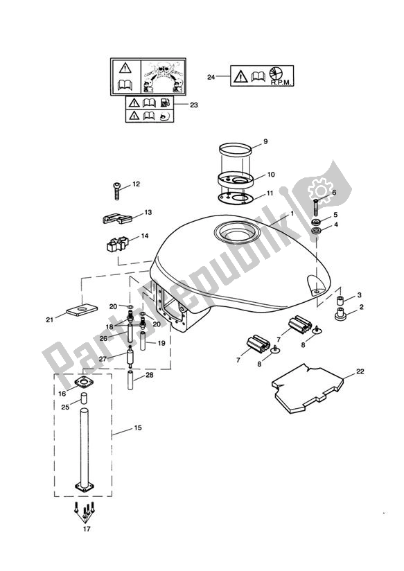 All parts for the Fueltank of the Triumph Daytona 955I From VIN 132513 1997 - 2006