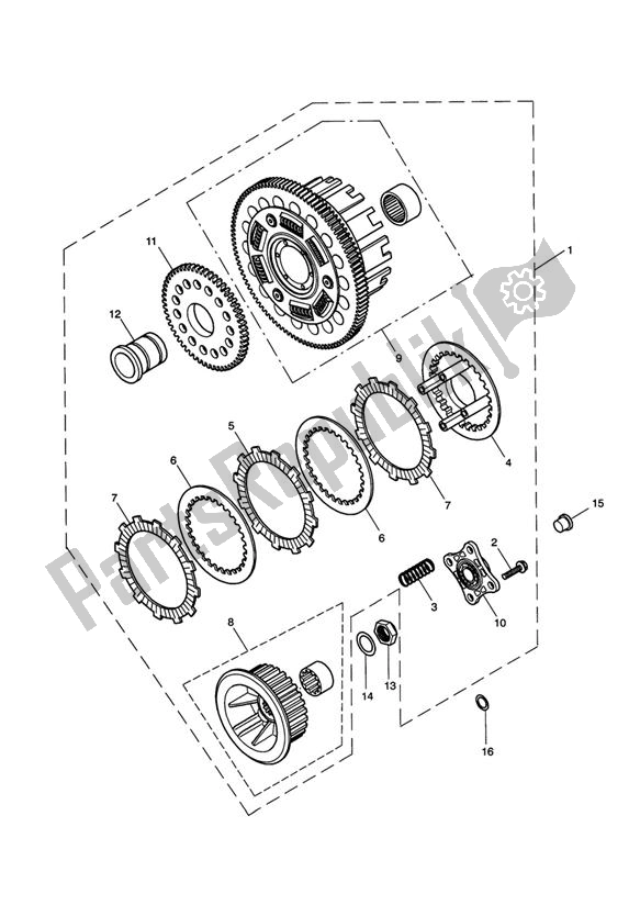 All parts for the Clutch From Engine282964-f2 & 273655-f4 + T100 From Engine211133 of the Triumph Bonneville & T 100 Carburator 865 2001 - 2015