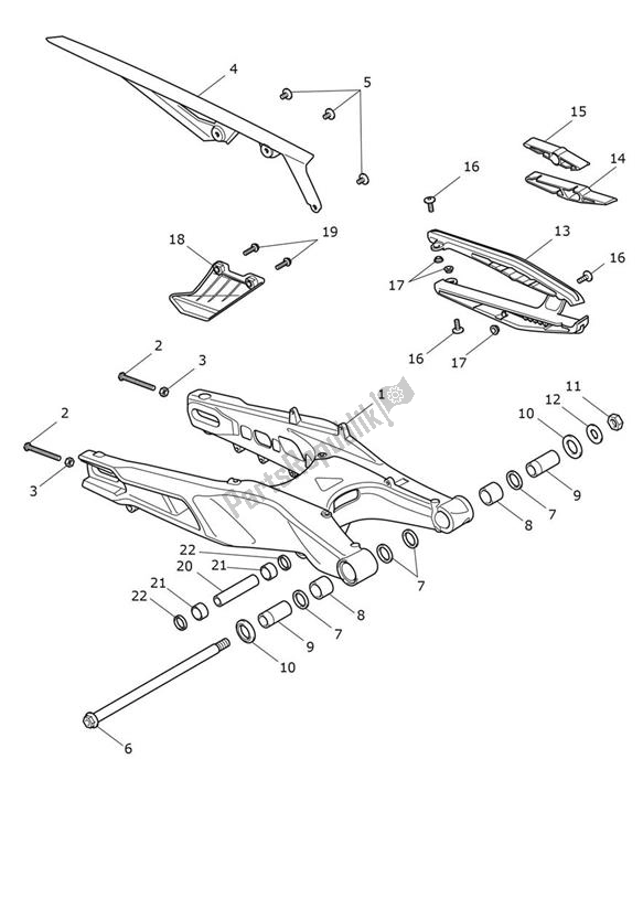 All parts for the Swingarm of the Triumph Tiger 900 GT UP TO BP 6440 888 2020 - 2021