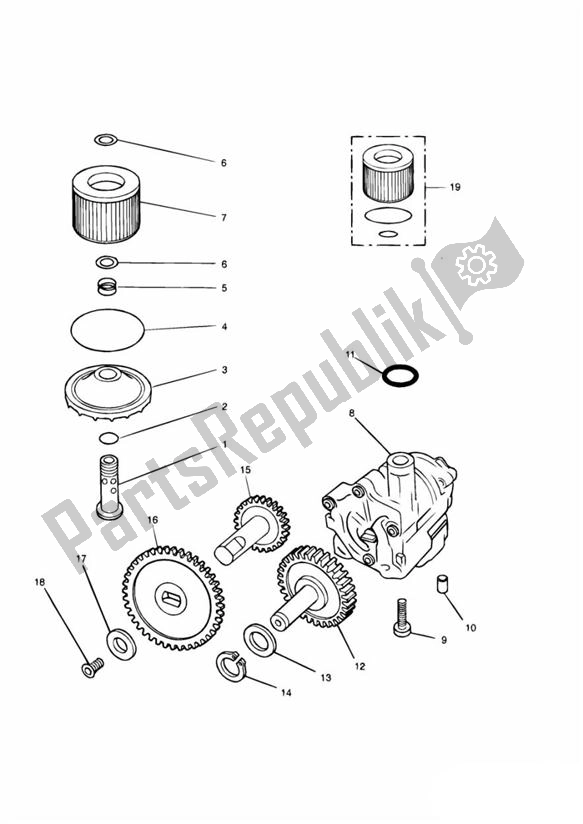 Alle onderdelen voor de Oliepomp van de Triumph Trophy UP TO VIN 29155 1215 2012 - 2017
