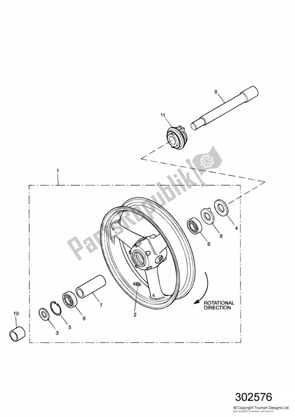 Toutes les pièces pour le Roue Avant du Triumph Speed Triple 955I From VIN 141872 2002 - 2004