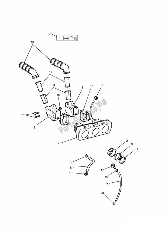 All parts for the Airbox (airfilter) 3 Zyl (nicht California) of the Triumph Trophy From VIN 29156 1215 2018 - 2021