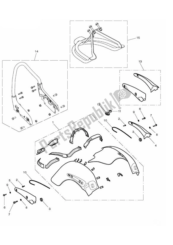 All parts for the Mudguard Rear Up To Vin574820 of the Triumph Rocket III Touring 2294 2008 - 2017