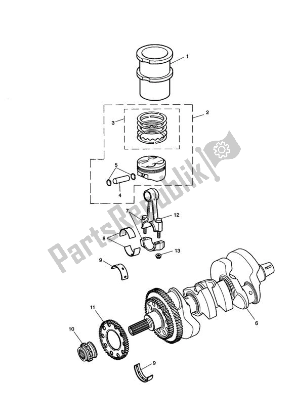 Toutes les pièces pour le Crank Shaft Connecting Rod Piston du Triumph Tiger 955I Cast Wheels 2001 - 2006