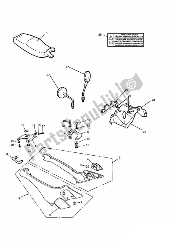 Alle onderdelen voor de Fairing Seats From Vin055072 van de Triumph Trident 750 & 900 748 1990 - 1998