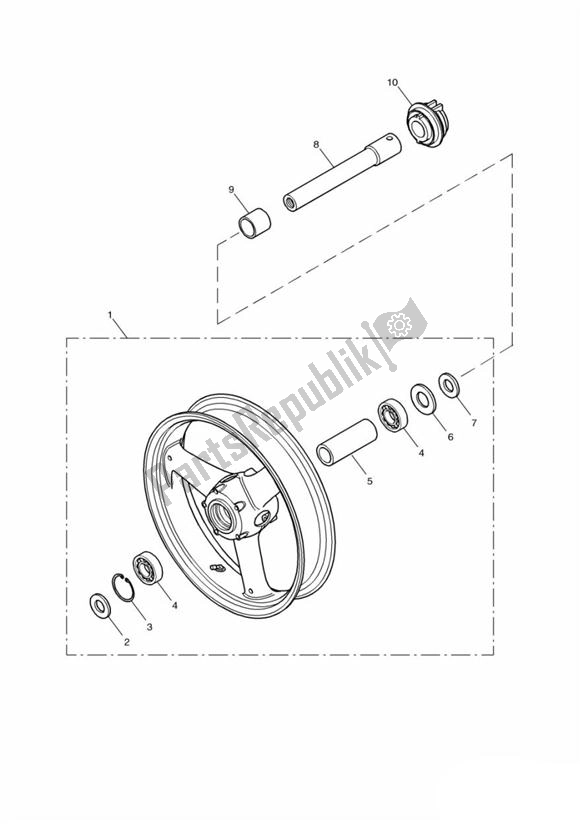Alle onderdelen voor de Voorwiel van de Triumph Speed Four 599 2002 - 2006