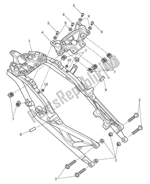 All parts for the Rear Frame Assembly of the Triumph Speed Triple S From VIN 867685 1050 2018 - 2021