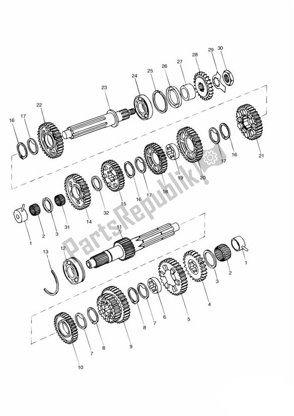 All parts for the Gears Up To Engine220357 of the Triumph Daytona 955I From VIN 132513 1997 - 2006