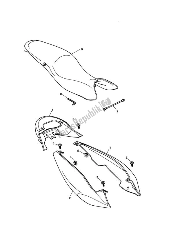 Tutte le parti per il Fairing Rear del Triumph Street Triple UP TO VIN 560476 675 2007 - 2012