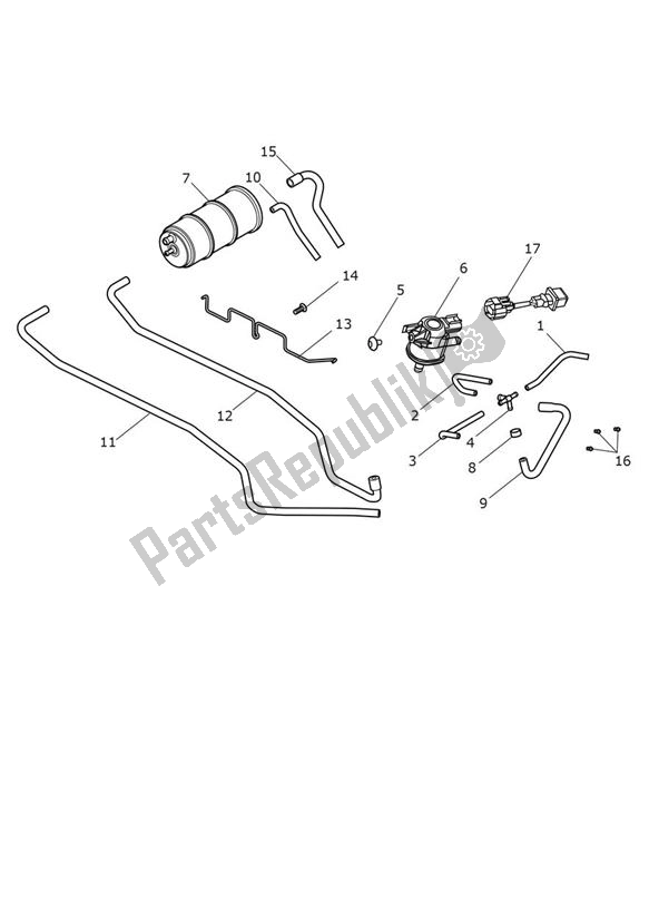 All parts for the Evap System of the Triumph Street Triple RS UP TO VIN 965682 765 2017 - 2020