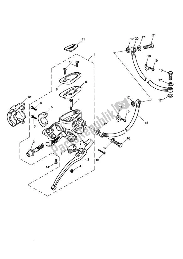 All parts for the Master Cylinder Assy Front of the Triumph Speedmaster EFI UP TO VIN 469049 865 2007 - 2011