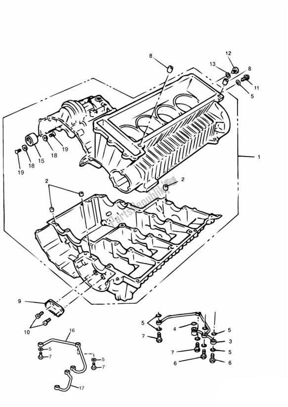 All parts for the Crankcase of the Triumph Daytona 750 & 1000 748 1990 - 1993