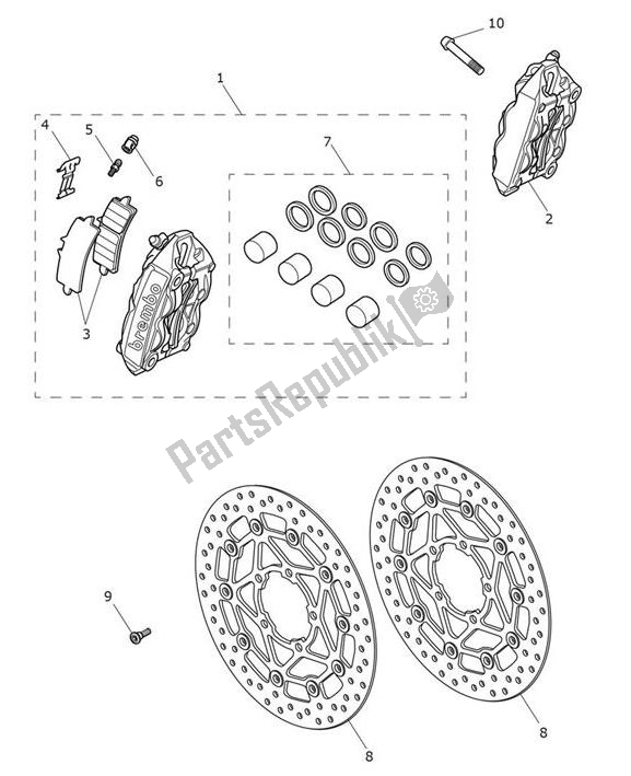 Alle onderdelen voor de Brake Front van de Triumph Speed Triple RS From VIN 867601 1050 2018 - 2020