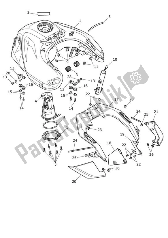 All parts for the Fueltank of the Triumph Tiger 900 V5 888 2020 - 2024