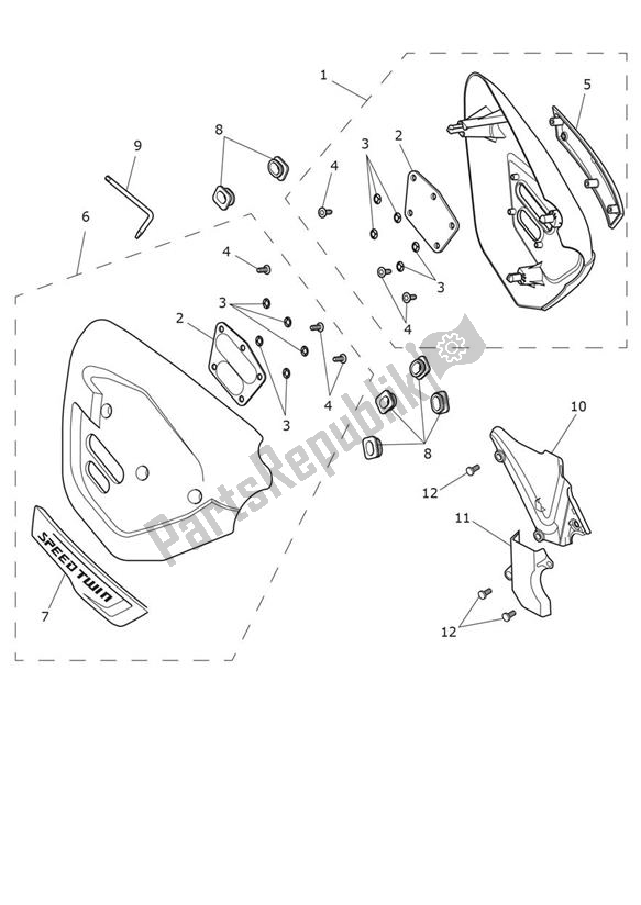 All parts for the Fairing Laterally - Speed Twin From Vin Ae2311 of the Triumph Speed Twin From VIN AE 2311 1200 2021 - 2024