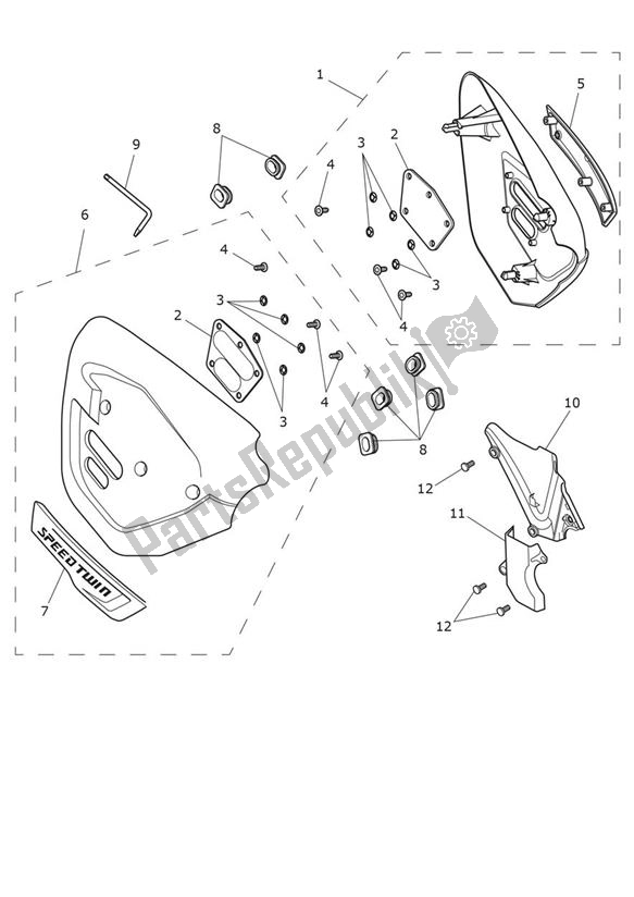 Wszystkie części do Fairing Laterally - Speed Twin Up To Vin Ae2310 Triumph Speed Twin UP TO VIN AE 2310 1200 2019 - 2020