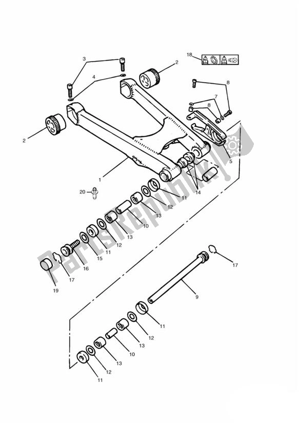 Toutes les pièces pour le Swingarm 900ccm du Triumph Speed Triple Carburator 885 1994 - 1997