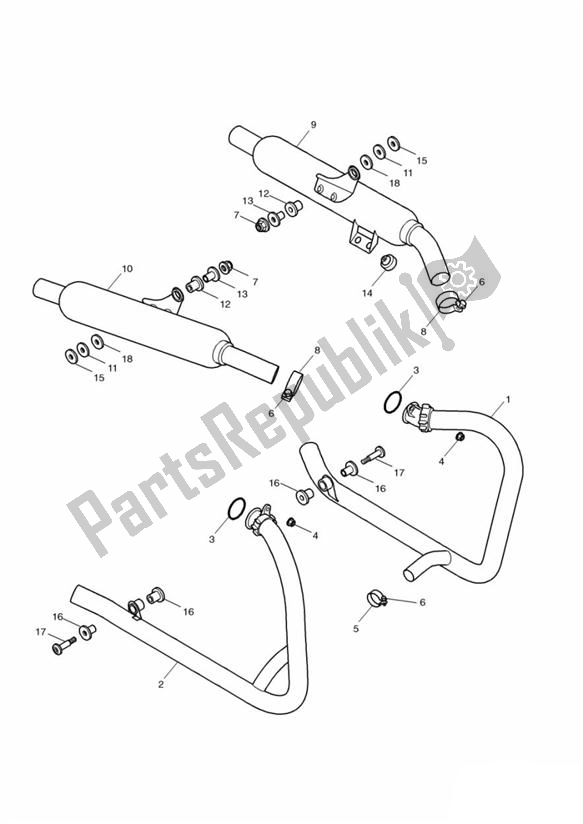 Tutte le parti per il Scarico del Triumph Bonneville & T 100 Carburator 865 2001 - 2015