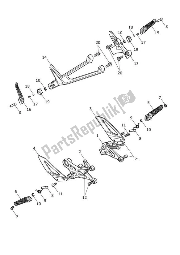 Tutte le parti per il Poggiapiedi del Triumph Street Triple Moto2 765 2020 - 2024