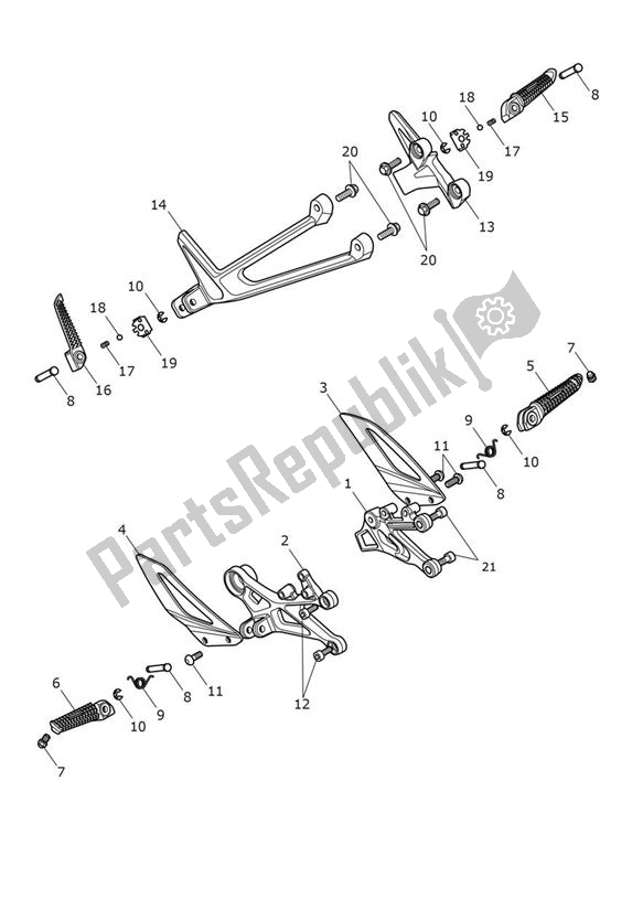 Todas las partes para Reposapiés de Triumph Street Triple R From VIN BF 1297 765 2021 - 2024
