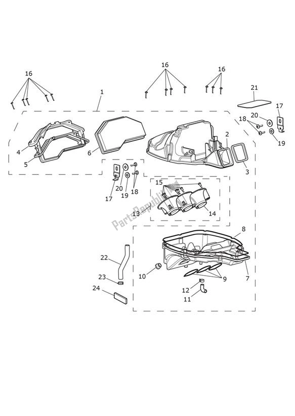 Wszystkie części do Airbox (airfilter) Triumph Speed Triple S From VIN 735438 1050 2016 - 2018