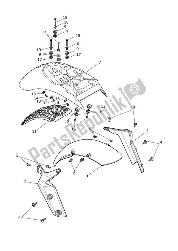 Alle onderdelen voor de Mudguard Without Cockpit van de Triumph Thruxton RS 1200 2020 - 2024