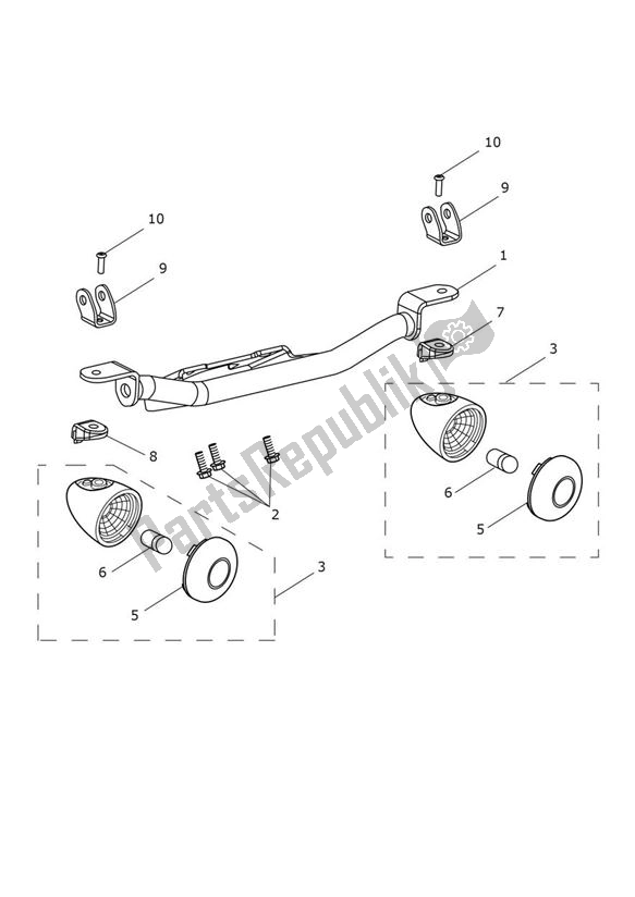 All parts for the Indicator Front From Vin574821 Only Us,ca,br of the Triumph Rocket III Touring 2294 2008 - 2017
