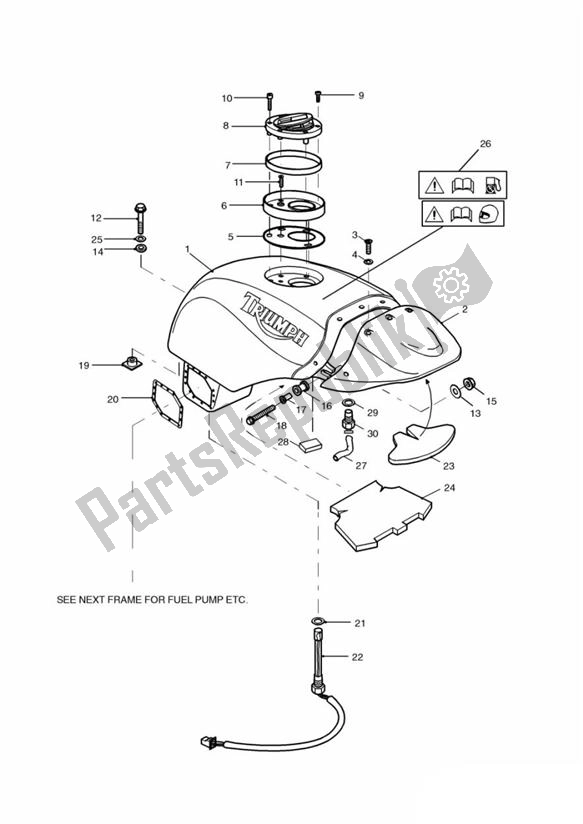 All parts for the Fueltank of the Triumph Speed Triple 885/ 955 UP TO VIN 141871 1994 - 2001