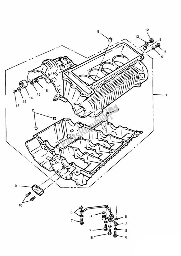 Todas as partes de Crankcase 4 Zylinder do Triumph Daytona 900 & 1200 885 1992 - 1997