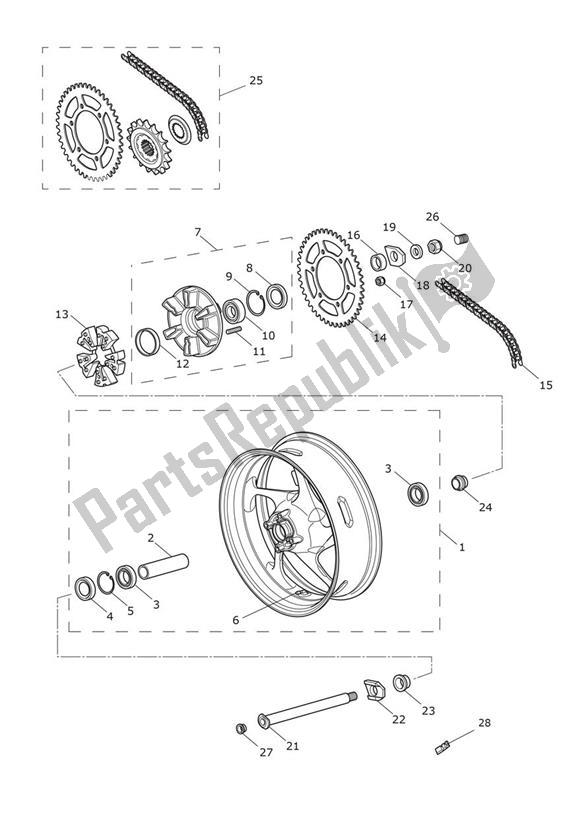 Tutte le parti per il Ruota Posteriore del Triumph Street Triple RS From VIN BF 1297 765 2021 - 2024